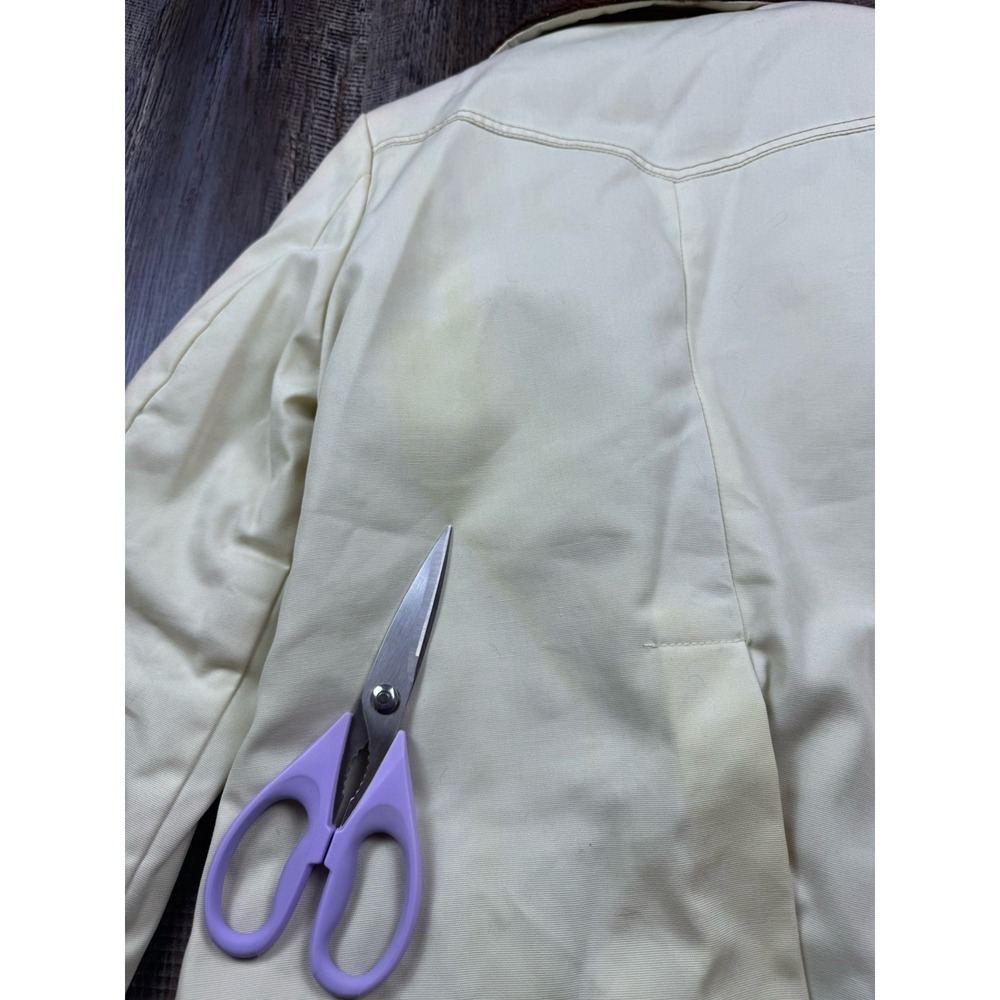 Vtg Silton California Western Canvas Faux Fur Barn Coat Men Size 40 White Rugged - Picture 11 of 12